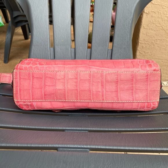 Dooney & Bourke Double Front Pocket Nile Collection Croc Embossed Pink Handbag - Picture 7 of 15